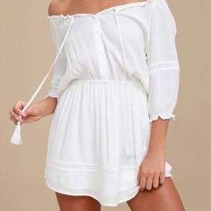 Lulu's White Zappa Off the Shoulder Dress